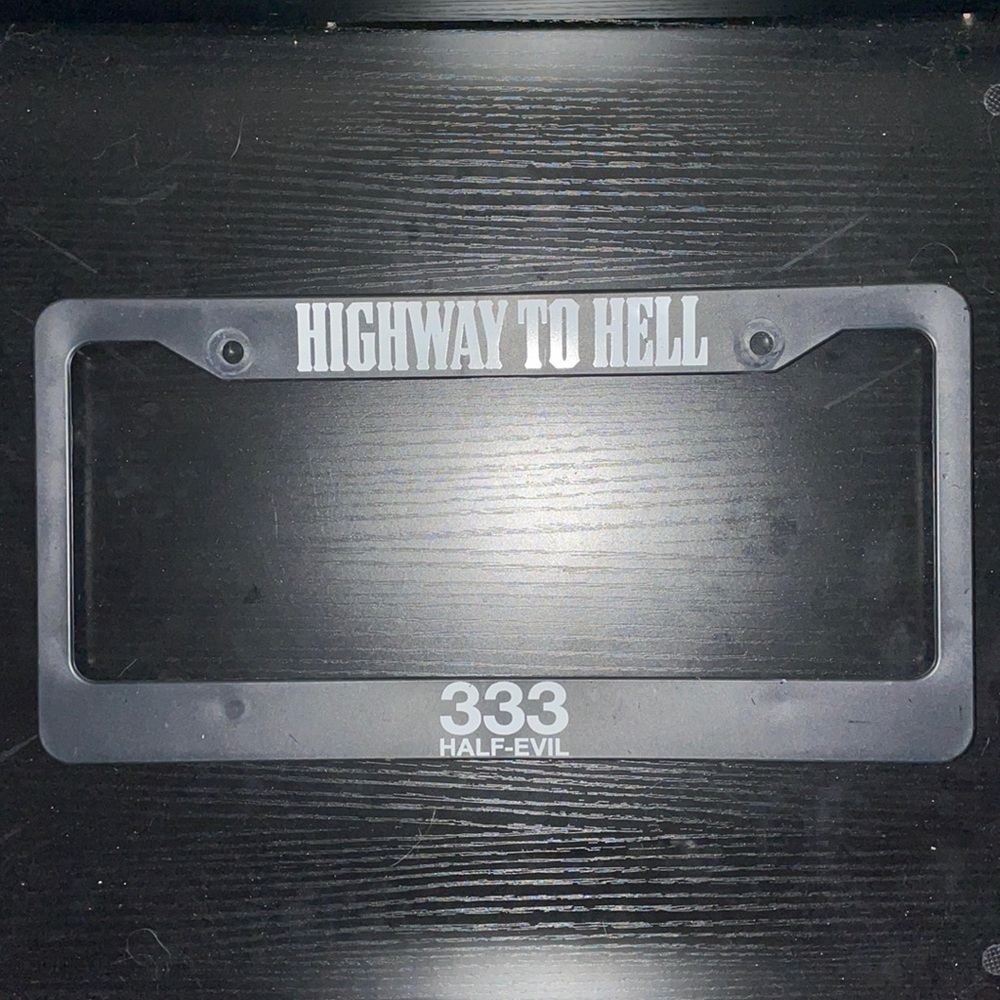 Half evil license plate